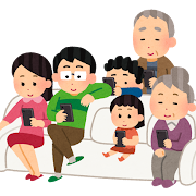 イラスト＿家族とスマホ